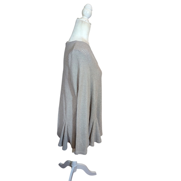 Waffle Knit Tunic Casual Relaxed Neutral Mushroom By Stevie Hender Sz L - Picture 4 of 8